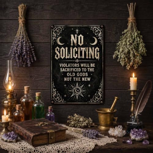 Halloween Metal Art Sign Funny No Soliciting Old Gods Wall Decor - Image 5