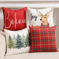 TOYPOPOR Christmas Decorations, Double Sided Plaid Throw Pillow Covers 18x18 Inches Set of 4, Christmas Tree, Snowflakes, Merry Christmas, Snowman Reindeer Winter Holiday Pillowcase for Sofa Couch by TOYPOPOR