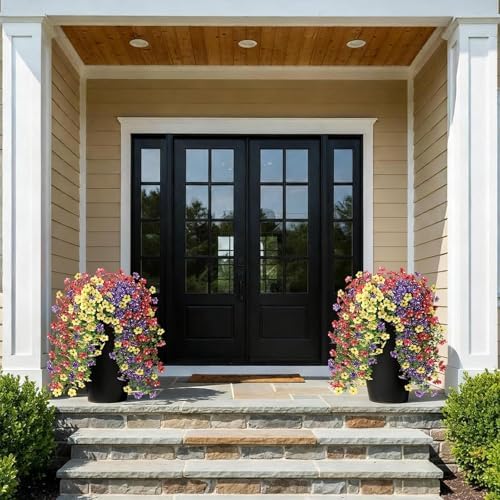 4PCS 29.5"Fake Hanging Flower&Eucalyptus for Front Porch Decor(Mixed Color) - Image 3