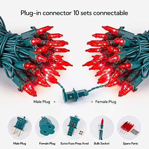 Hopolon Red Christmas Mini Lights, 2 Pack 50 Count 13FT Green Wire - Image 4