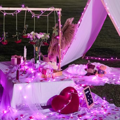 JMEXSUSS Connectable 8 Modes 33ft 100 LED Pink Christmas Lights - Image 6