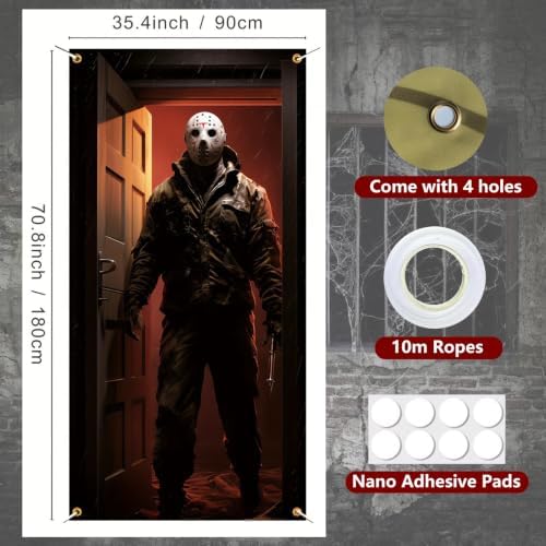Halloween Door Cover, Horror Movie Character Banner Backdrop - Image 3