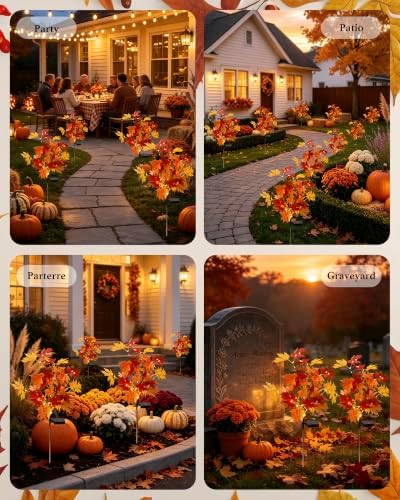 4 Pack Fall Solar Lights Outdoor Decorative, Maple Tree Solar Lights Decor - Image 5