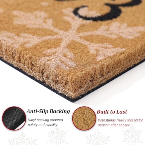 Honoson 2 Pcs Merry Christmas Welcome Door Mat with Red White Striped - Image 4