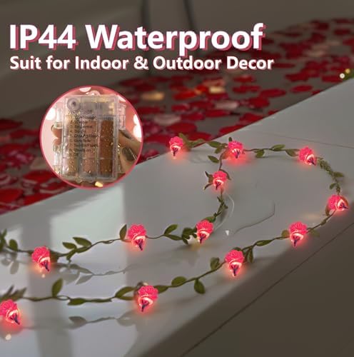 suddus 12.5FT Pink Rose Flower String Lights Battery Powered with Remote - Image 5