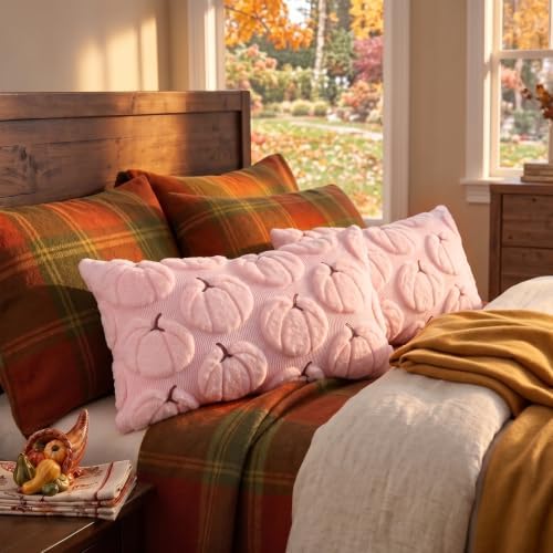 Fall Pillow Covers Pumpkin Fall Decor 12x20 Set of 2 Pink - Image 5