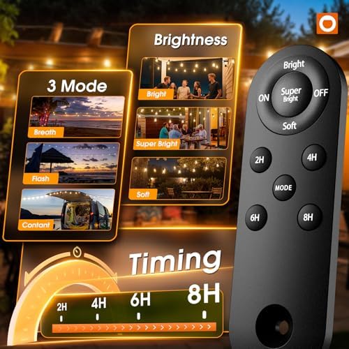 addlon 33FT(27+6) Solar String Lights Outdoor, Last 20+ Hrs, USB Charging - Image 2