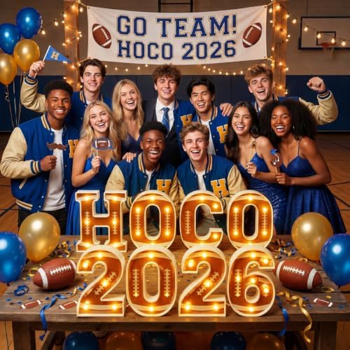 Honoson 8 Pcs Hoco 2026 Football Party Decoration Hoco 2026 Light up Sign - Image 5
