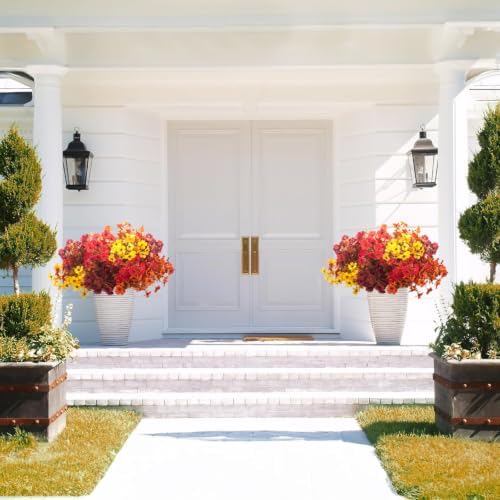 16 Bundles Artificial Fall Mums UV Resistant Flowers Outdoor Autumn Decor - Image 3