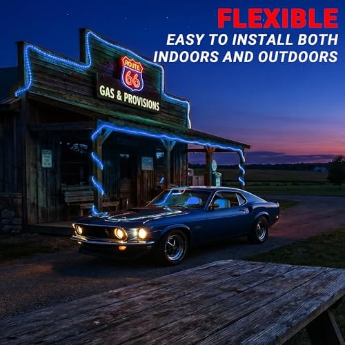 100ft Rope Lights For Outside, Connectable & Flexible Tube Lights with 8 Modes Controller,Waterproof Blue LED Rope Lighting for Deck,Garden,Pool,Patio,Bedroom, Indoor & Outdoor Landscape Strip Light - Image 6