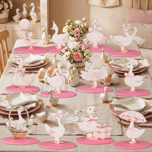 Amyhill 12 Pcs Goose Table Decorations Wooden Tabletop Centerpiece Wooden Table Sign for Tiered Tray Fiesta Carnival Party - Image 6