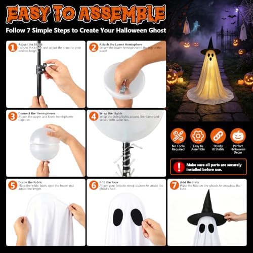 Halloween Ghost Decorations, 2 Pack 59" Lighted Ghosts with Remote - Image 6