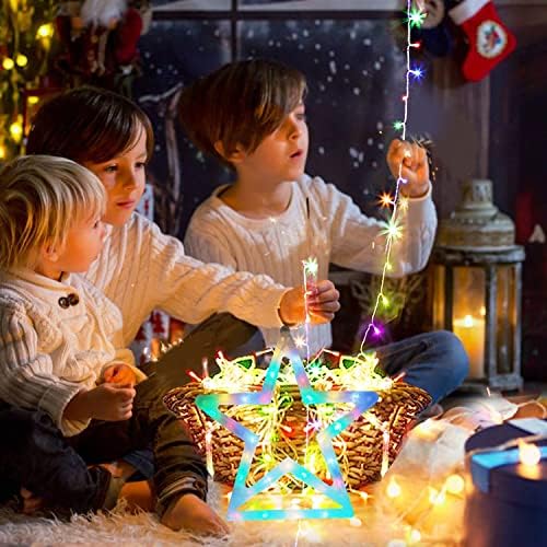 Christmas String Lights 320 LED Christmas Decorations Star Waterfall Lights with 11 Modes Remote Control for Tree Wall Yard Wedding Party (Warmwhite+Multicolored) - Image 6