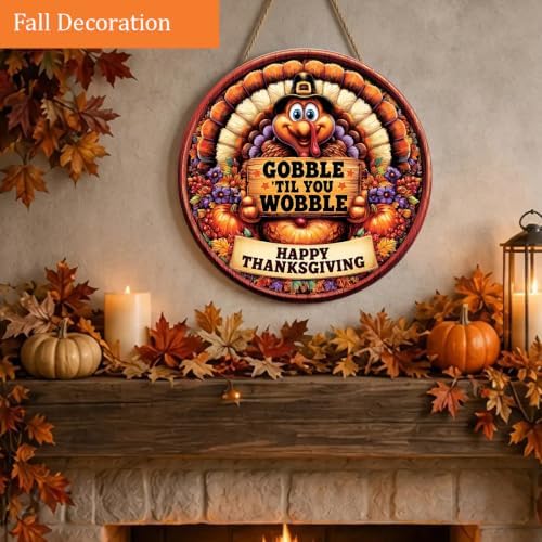 Thanksgiving Turkey Decorations Door Sign for Home, Gobble ’Til You Wobble - Image 6