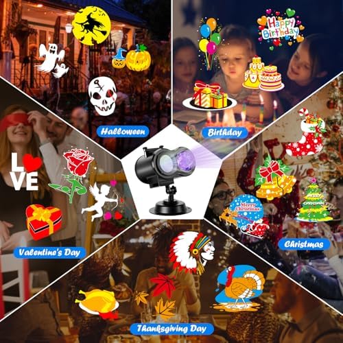 HAKUTA Christmas Projector Lights,HD Wave Ocean Effect LED Projector with 16pc Slides Patterns and Remote Control for Christmas, New Year, Birthday, Halloween, Thanksgiving Decor - Image 7