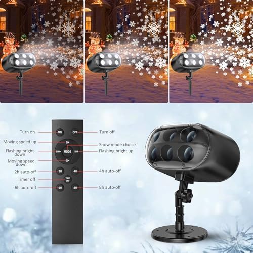 Christmas Projector Lights Outdoor - 2025 Upgrade Falling Vivid Snowflake 6 Bigger LED Waterproof & Adjustable Christmas Snowflake Projector Lights Indoor for Xmas Christmas Party - Image 4