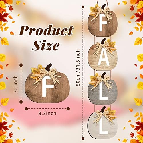Vicenpal Fall Porch Sign Wooden Hanging Farmhouse,Classic Color,Pumpkin - Image 3