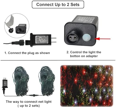 Pooqla Red and White Christmas Net Lights Outdoor, 15x 5ft Green Wire - Image 4
