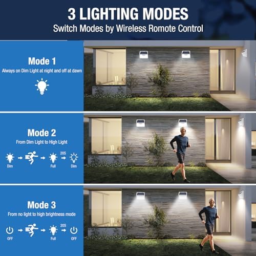 Peasur Solar Lights Outdoor Waterproof, 6Pack 140LED Bright Motion Sensor Security Lights 3 Modes, Solar Powered Fence Wall Light for Garden Yard Outside(Cool White) - Image 2
