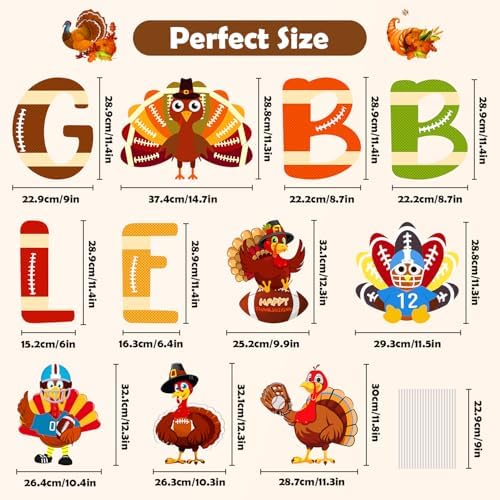 11 Pcs Thanksgiving Yard Signs Gobble Turkey Outdoor Lawn Decorations Blow Up Yard Turkey Outside Decoration Pumpkins Yard Stakes for Fall Party - Image 3