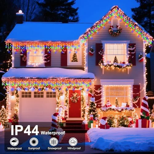 XURISEN 66ft 640 LED Christmas Lights Outdoor with 120 Drops, 8 Modes Curtain Fairy Lights Plug in Waterproof Timer Memory Function String Lights for Christmas Holiday Wedding Party Decor(Multicolor) - Image 4