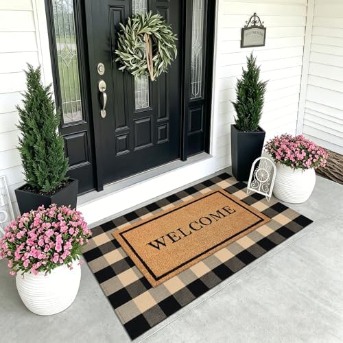 KOZYFLY Buffalo Plaid Area Rugs 3x5 Ft Brown and Black Checkered Rug - Image 3