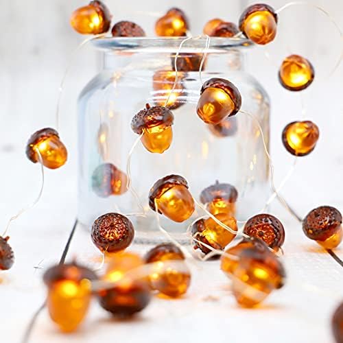 MIYA LIFE 3D Acorn Lights 10FT 30LEDs Fall String Lights with Acorn Ornaments Orange Fairy Lights Battery Operated for Cute Fall Decor Fall Favorites Home Decor - Image 5