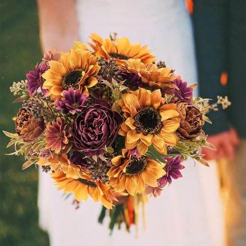 GTIDEA 2 Bundles Fall Artificial Flowers Bouquet, Fake Sunflowers Flowers - Image 5
