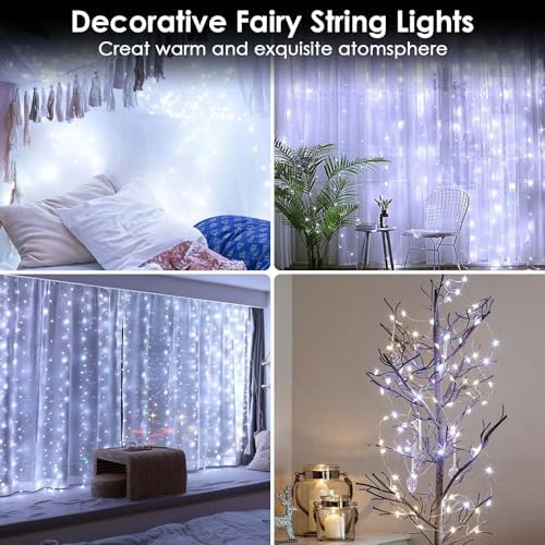 2 Pack Fairy Lights Battery Operated with Remote 66FT 200 LED Cool White - Image 6