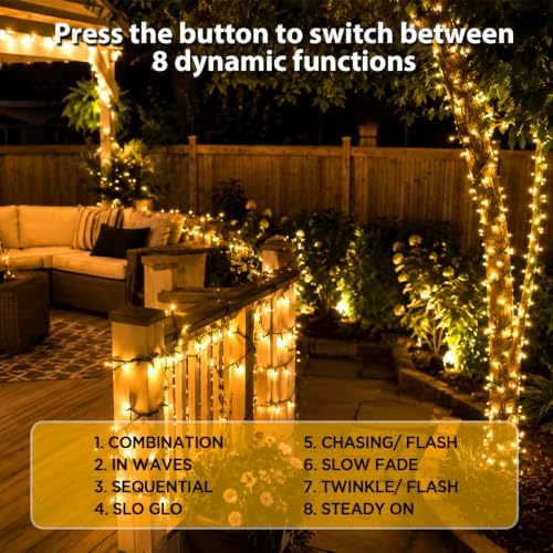 Nisocy 400FT Warm White Christmas String Lights with Remote, Green Wire LED Mini Lights, 8 Modes, Timer, Plug-in Indoor Outdoor Lights for Christmas Tree, Garland, Patio, Wedding and Holiday Decor - Image 4