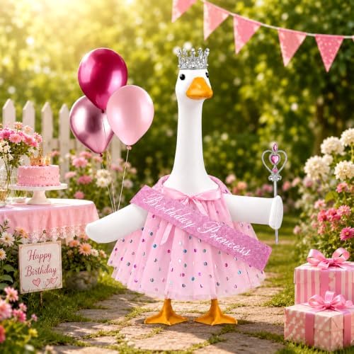 5 Pcs Birthday Princess Porch Goose Outfit with Balloon for Outdoor Decor - Image 7