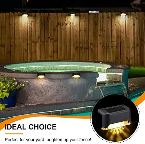 Geelin 32 Pcs Solar Deck Step Lights Outdoor, Black Shell Warm White Light - Image 6