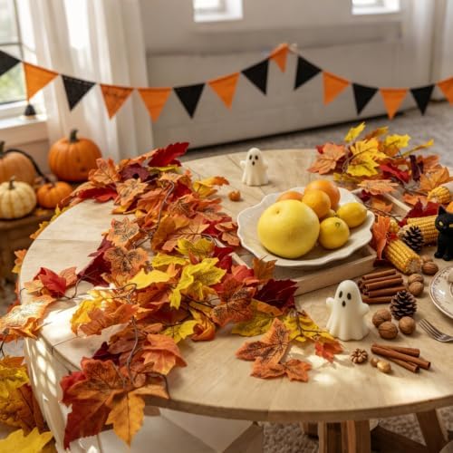 CQURE 7 Pack Fall Leaf Garland, Total 41.3Ft Artificial Fall Vines Autumn Garland Fall Maple Leaves Thanksgiving Decor for Home Wedding Fireplace Christmas - Image 2