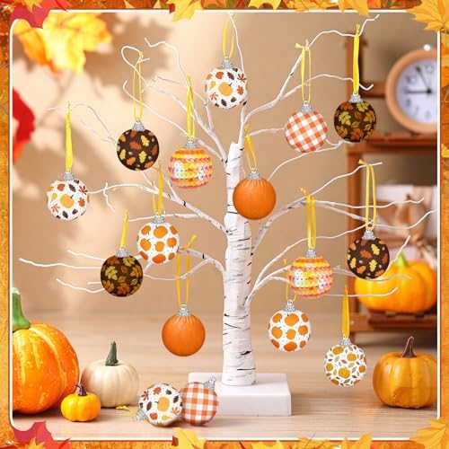 16 Pcs Fall Ornaments for Tree 1.57'' Thanksgiving Ball Hanging Ornaments - Image 4