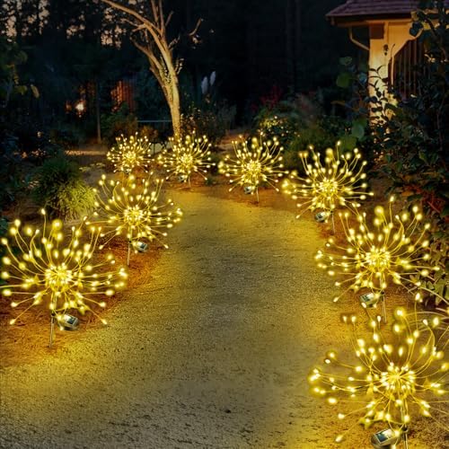 Anordsem Solar Firework Lights Outdoor Garden Fairy Lights 8 Pack Warm by Anordsem