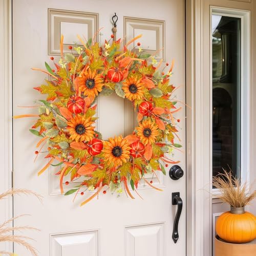 ICX 24 Inch Fall Wreaths for Front Door, Porch, Window - Image 4