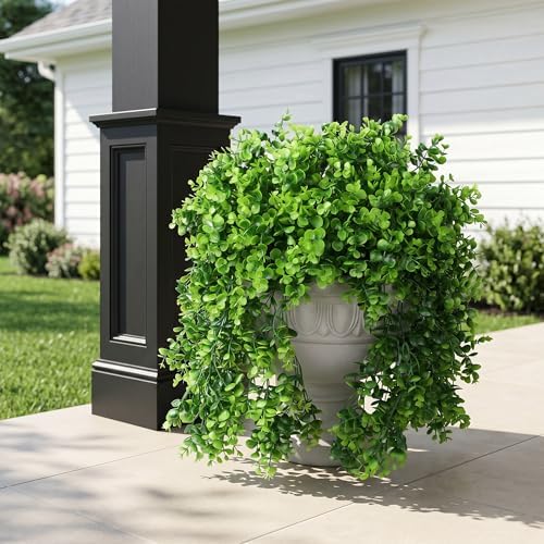 Faux Outdoor Plants Fake Hanging Plants for Outdoors Outside Decorations, 2 Pcs Green Faux Eucalyptus Hanging Vine Realistic UV Resistant Artificial Greenery for Planters Porch Garden Yard Patio - Image 3