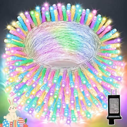 LAMPHOME 100 LED Easter String Lights, 33 FT Colorful Connectable Waterproof String Lights Clear Wire with 16Modes, Easter Decorations for Indoor Outdoor Party Yard Garden (Multicolor) by ULL