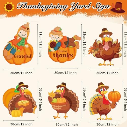 Thanksgiving Yard Outdoor Decorations Fall Pumpkin Turkey Signs - Image 2
