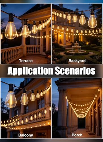 100FT Outdoor String Lights Waterproof with 40+2 Shatterproof S11 LED Bulbs, Extra Long Patio Lights Outdoor Waterproof for Backyard, Bistro Lights Outdoor, LED Lights for Outside, Cafe Lights - Image 7