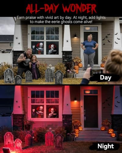 2pcs Halloween Window Cover Decor, Scary Ghost Curtain Outdoor - Image 6