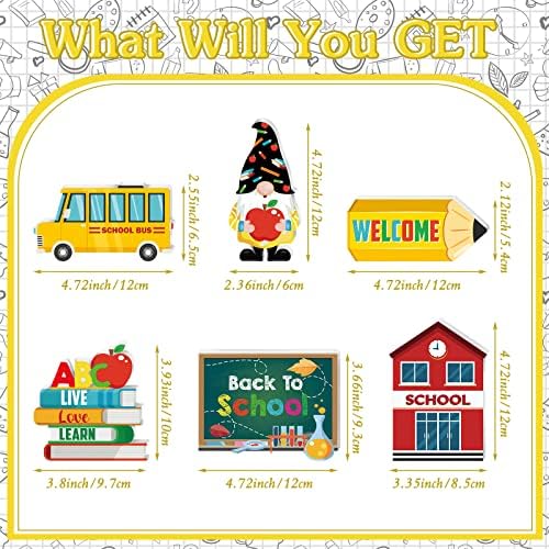 Tradder 6pcs Back to School Table Decorations Back School Tiered Tray Decor - Image 2