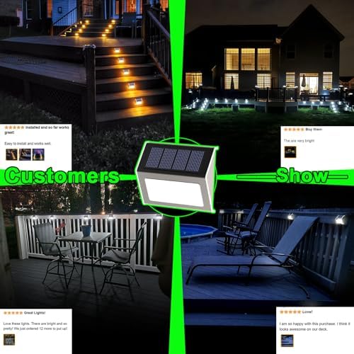 JSOT Solar Powered Lights Ideal for Step, Fence, Deck, Stair-Warm White-12P - Image 2