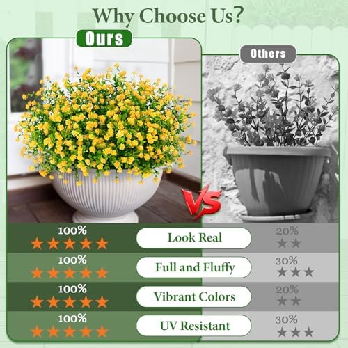 Yastouay Artificial Flowers for Outdoors UV Resistant, 22 Bundles Yellow Realistic Fake Outdoor Flowers Fake Plants, Faux Flowers for Outdoor Planters Front Porch Garden Window Box Farmhouse Decor - Image 2