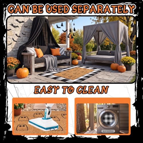 Duraaamo 2 Pcs Halloween Coir Doormat Outdoor Ghost Welcome Mat, Non-Slip - Image 4