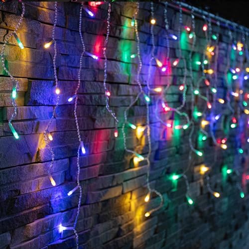 YOLIGHT Icicle Christmas Lights 13ft 96 LED Icicle String Lights 8 Modes Twinkle Curtain Fairy Lightings Indoor Room Patio Garden Bedroom Wedding Halloween Party Decoration (Multi-Color) - Image 3