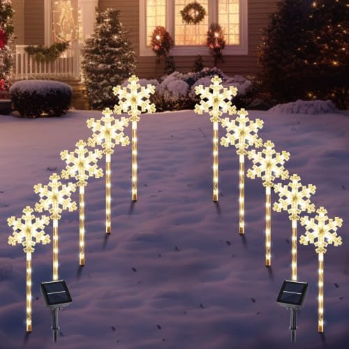BRIGHTDECK Solar Christmas Snowflake Pathway Lights Outdoor Decor, 10 Pack by BRIGHTDECK