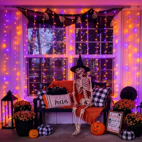 JMEXSUSS 200 LED USB Plug in Orange and Purple Halloween Lights - Image 4
