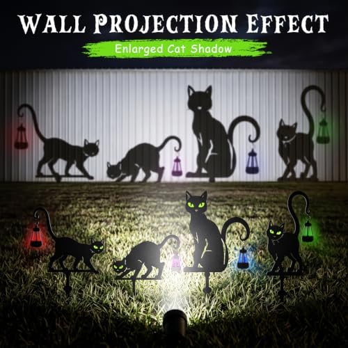 Halloween Black Cat Garden Stakes, 4-Pack Solar Lighted Yard Signs - Image 3
