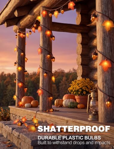 SUNSGNE 12FT Acorn Maple Leaf String Lights, Thanksgiving Fall Decor - Image 5